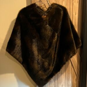 Ellen Tracy Brown Faux Fur Cape